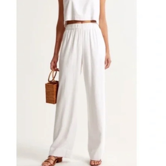 Abercrombie & Fitch Pants - Abercrombie & Fitch Linen-Blend High Rise Pull-On Pants White Size Medium